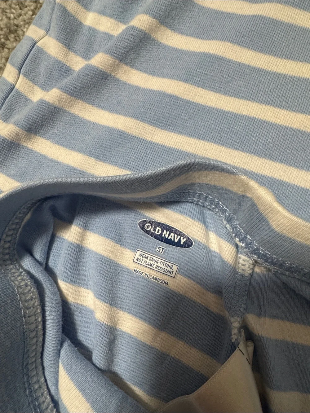 Old Navy Light Blue and White Striped Kids Pajama Set